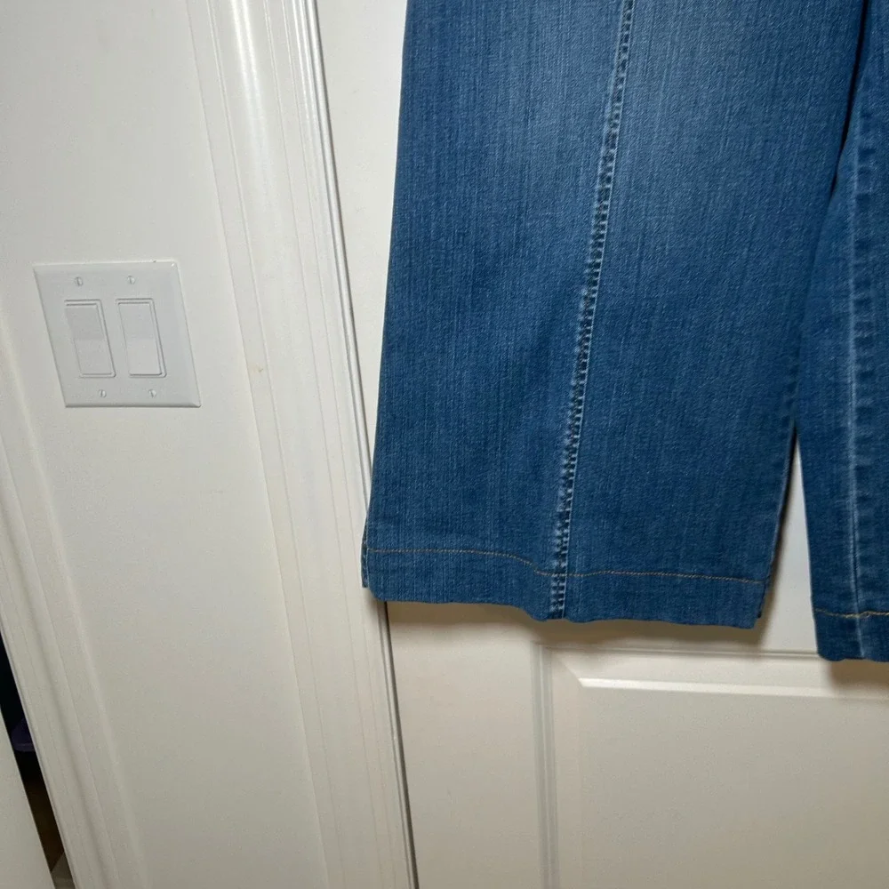 Spanx Cropped Wide Leg Jeans Vintage Indigo Blue High Rise 1X comfy casual